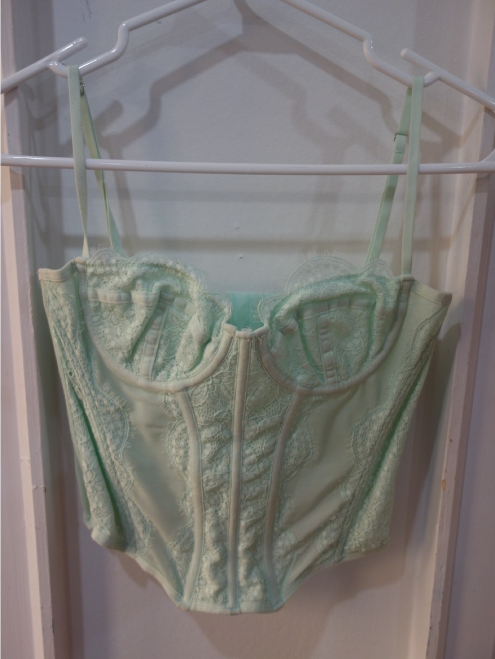 Urban Outfitters Light Mint Lace Corset Bustier